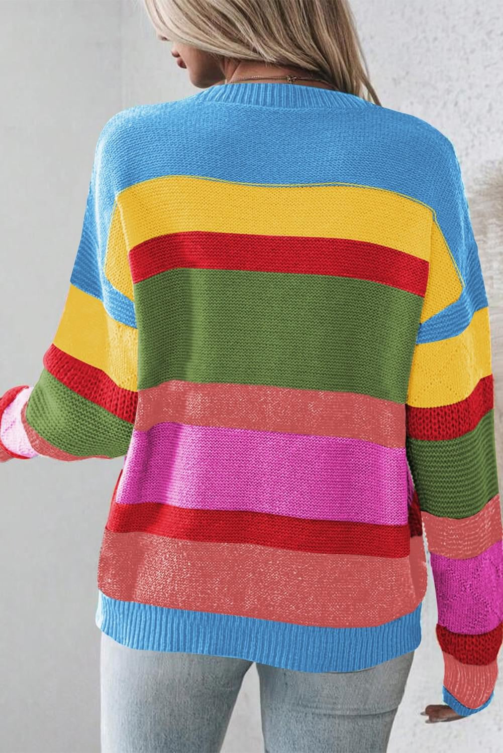 Colorblock Mixed Textured 
Sweater