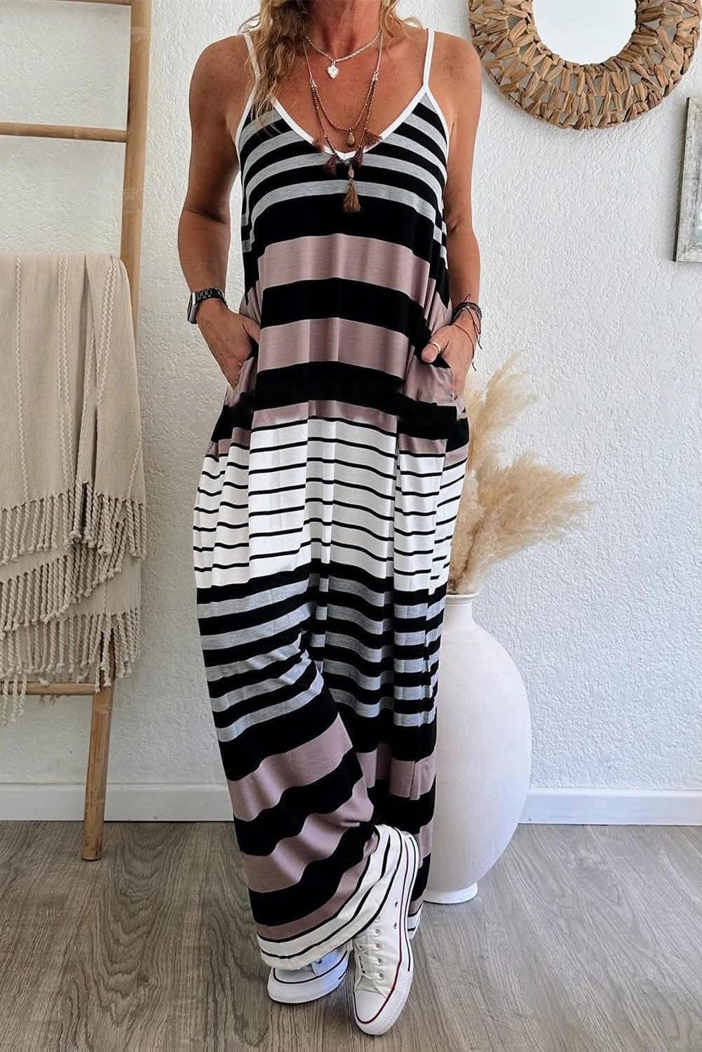 Striped Casual tank maxi dress