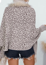 Load image into Gallery viewer, Fringe Leopard Open Front Long Sleeve Poncho

