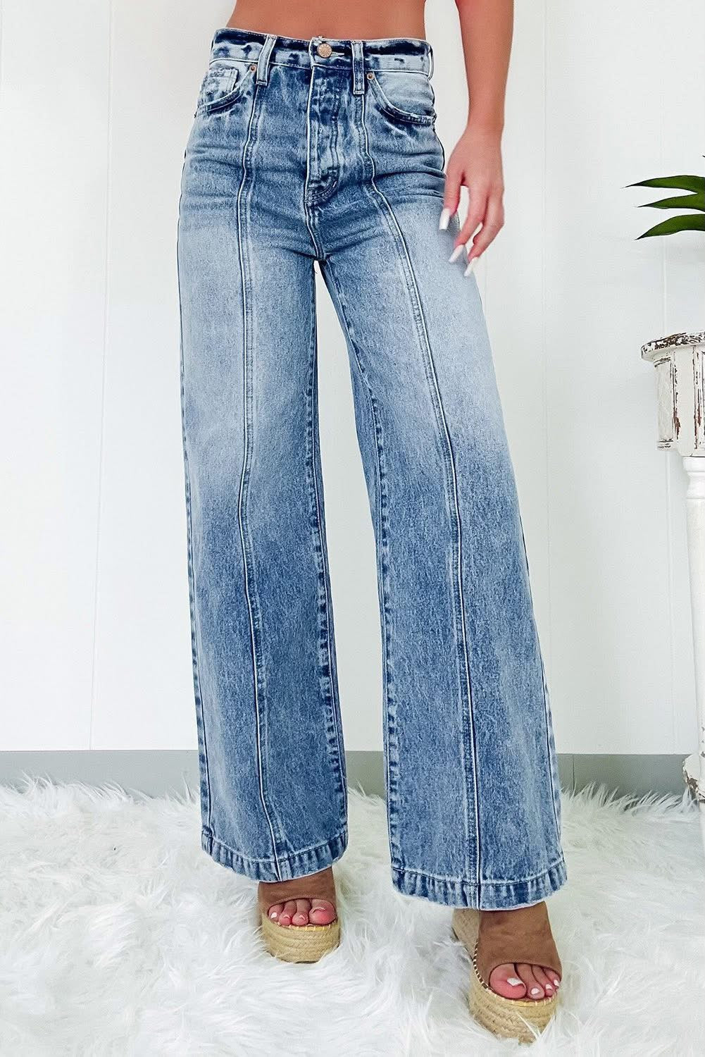 Seamed Wide Leg Jeans