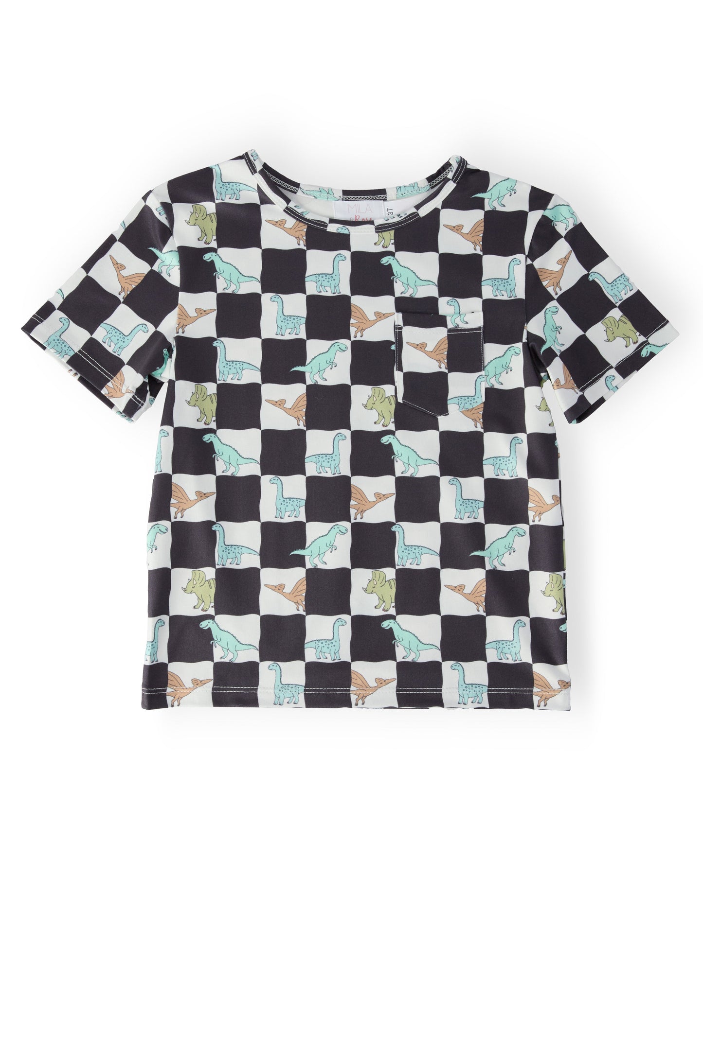 Boys Dino Checkers S/S Pocket Tee Mila & Rose ®