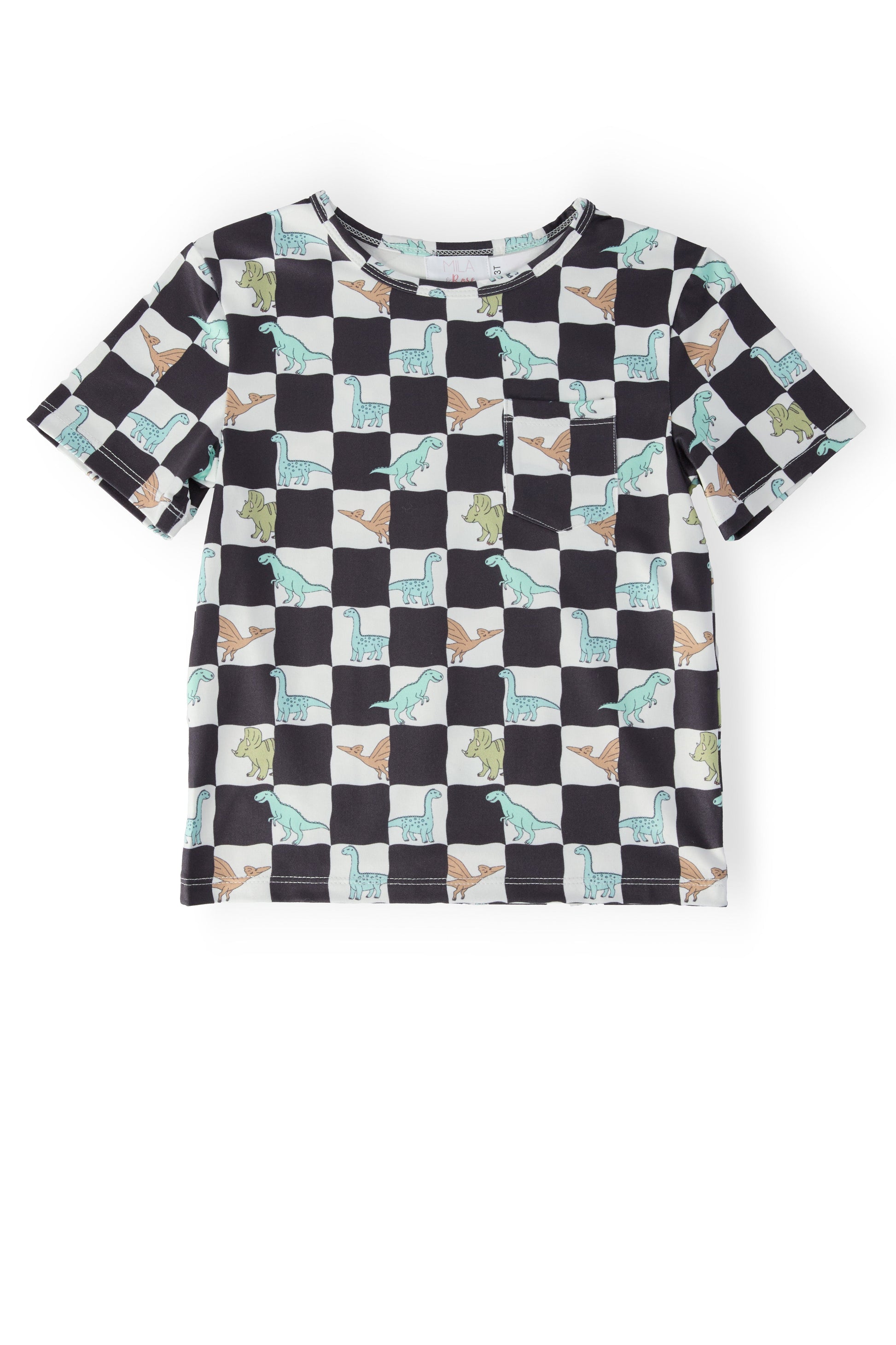Boys Dino Checkers S/S Pocket Tee Mila & Rose ®
