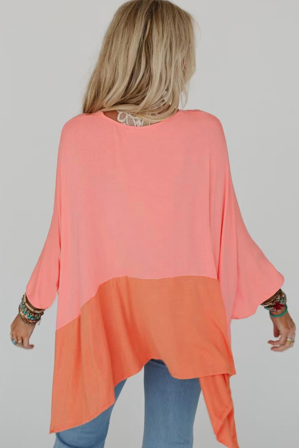 Orange Colorblock Oversized Top