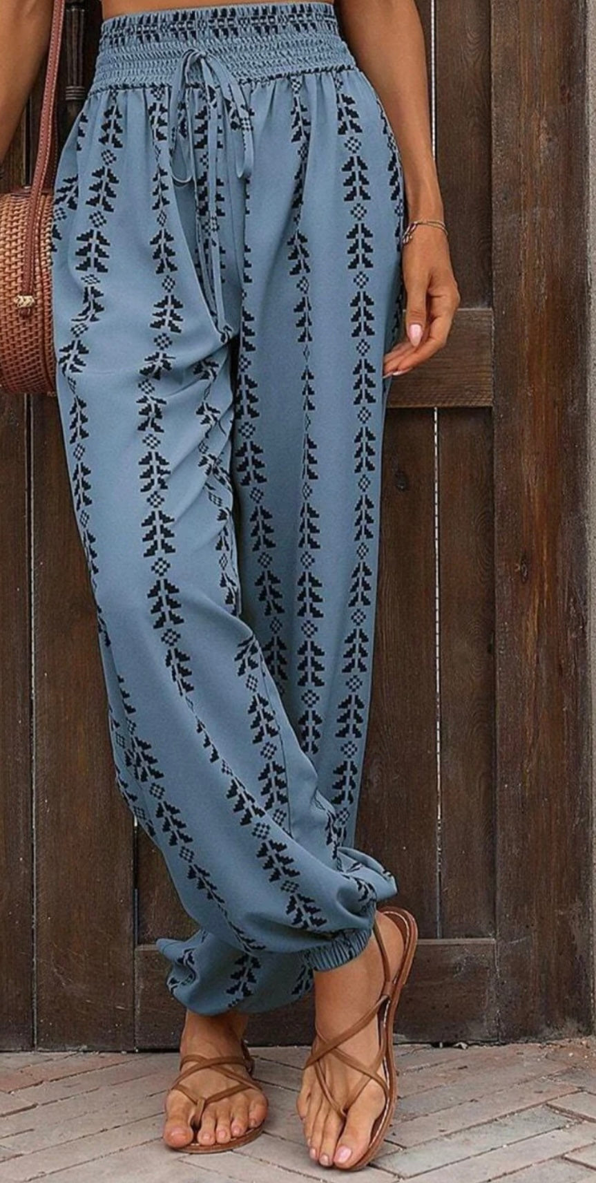 Tied Printed High Waist Pants