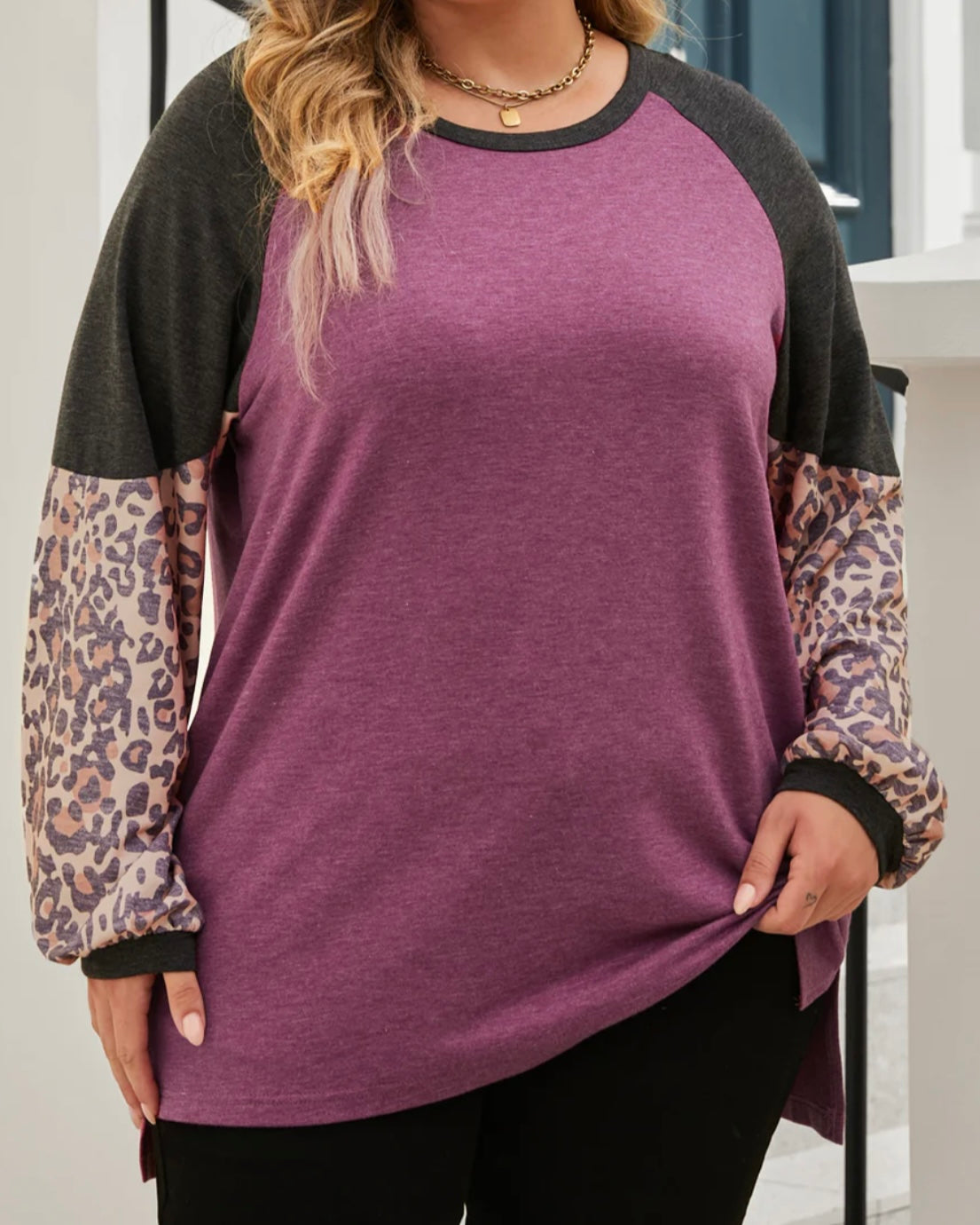 Leopard ColorBlock Plus Size