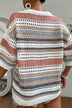 Load image into Gallery viewer, Autumn Sunshine Multi Stripe Hollow Knit Sweater
