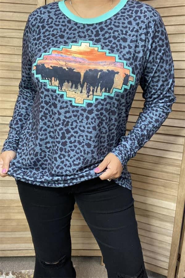 Bull Leopard Print Long Sleeve