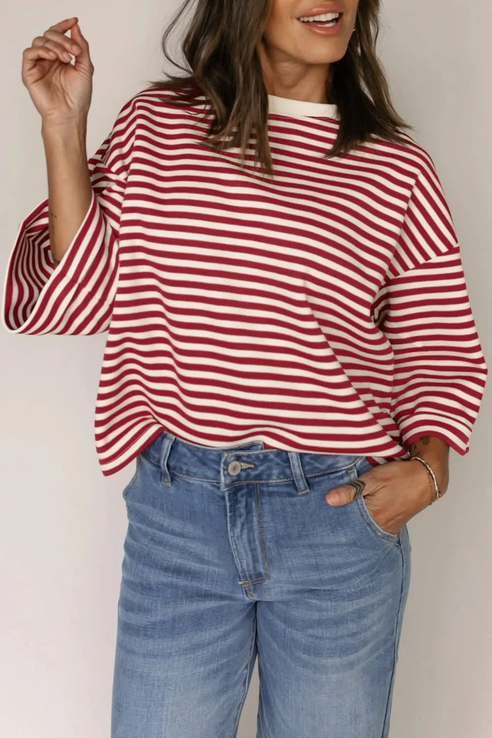 Striped Bowknot Backless T-Shirt