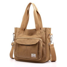 Load image into Gallery viewer, Multi Pockets Zipped Large Canvas Shoulder Bag
