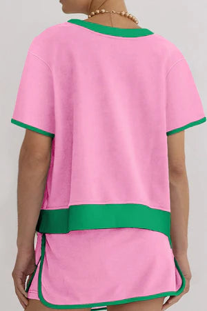 COLORBLOCK TEE AND DRAWSTRING SKIRT SET **SHIPPING EXPECTED TO BEGIN ON DATE 4/4**