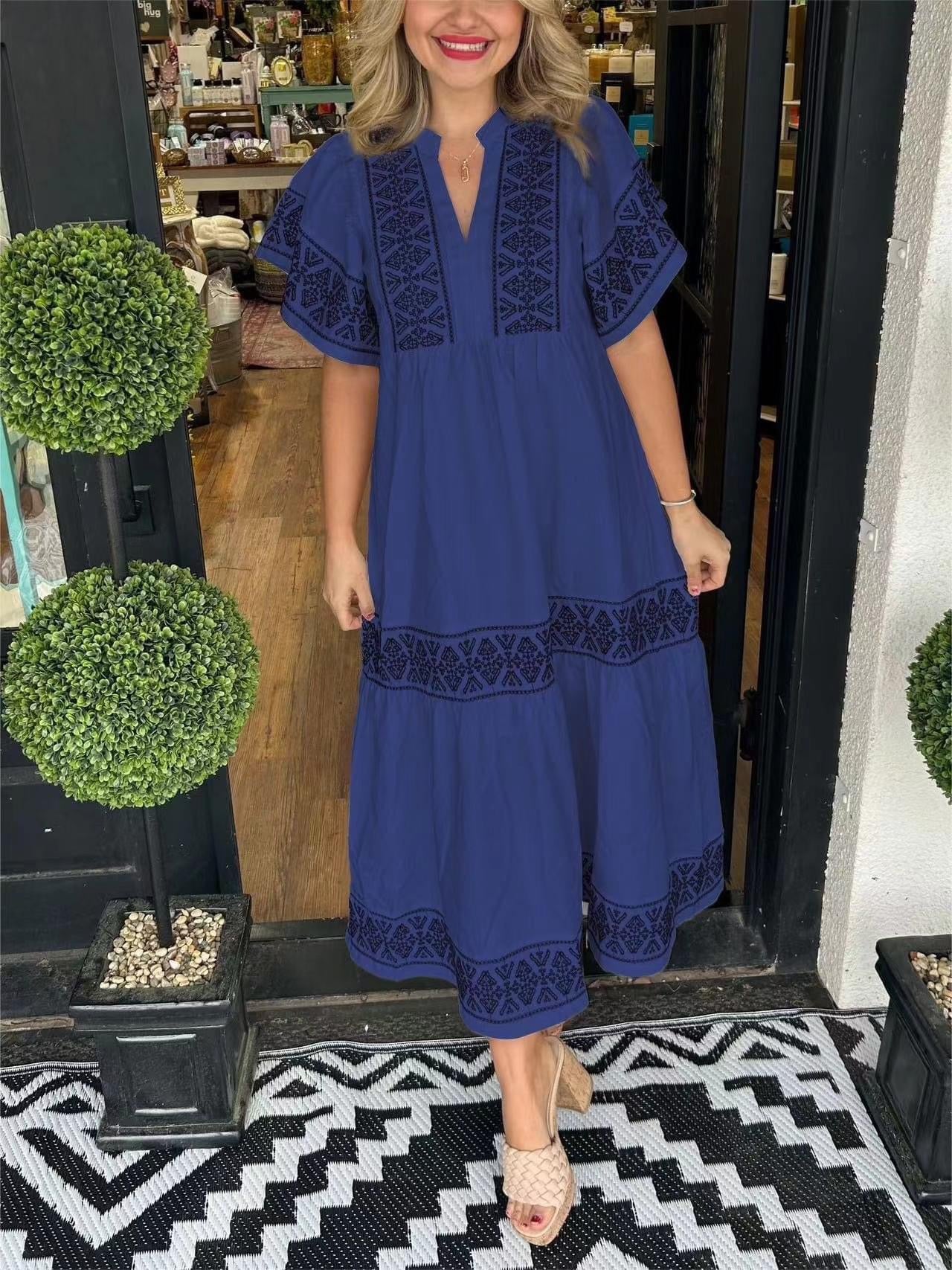 Printed Vneck Dress