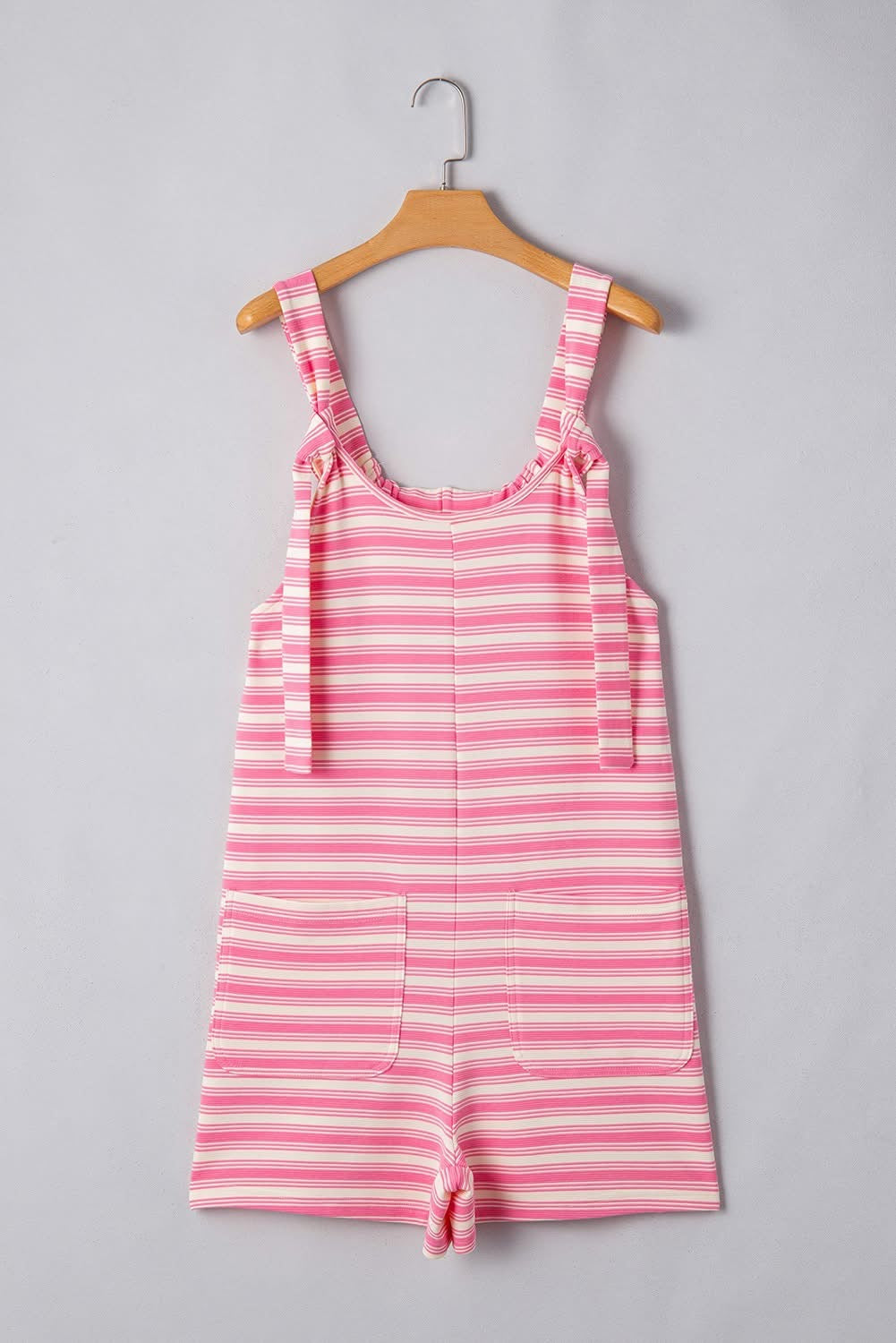 Pink Stripe Knotted Strap Romper