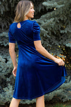 Load image into Gallery viewer, Sail Blue Velvet Pocket Mini Dress
