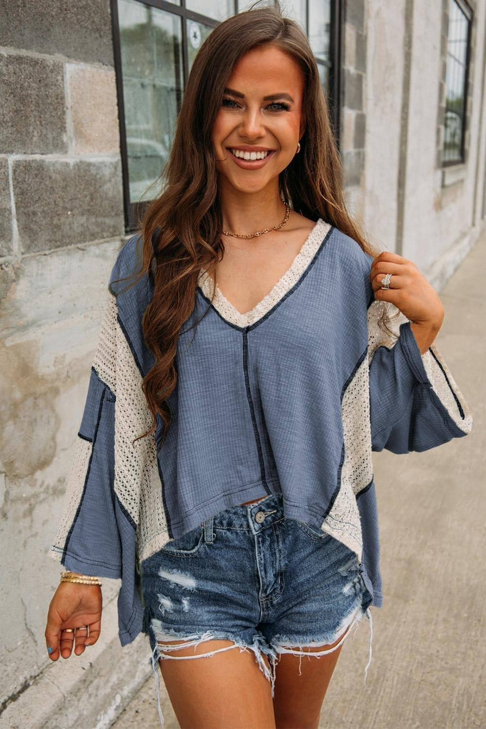 Crochet Exposed Seam Loose Top