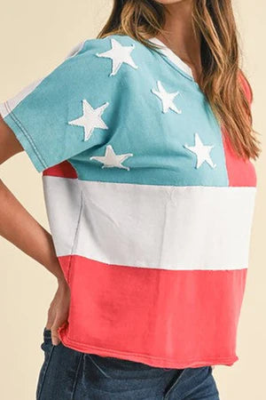 AMERICAN FLAG COLORBLOCK TOP **SHIPPING EXPECTED TO BEGIN ON DATE 6/2**