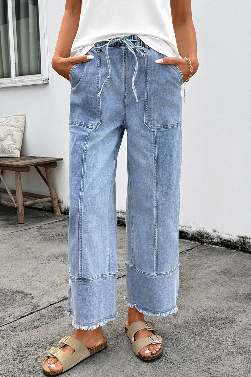 THE WILLOW BEAU BLUE WIDE LEG DENIM PANTS
