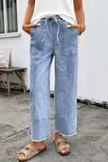 THE WILLOW BEAU BLUE WIDE LEG DENIM PANTS