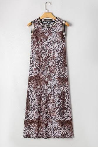 Multicolour Leopard Checkered Reversible Sleeveless Dress