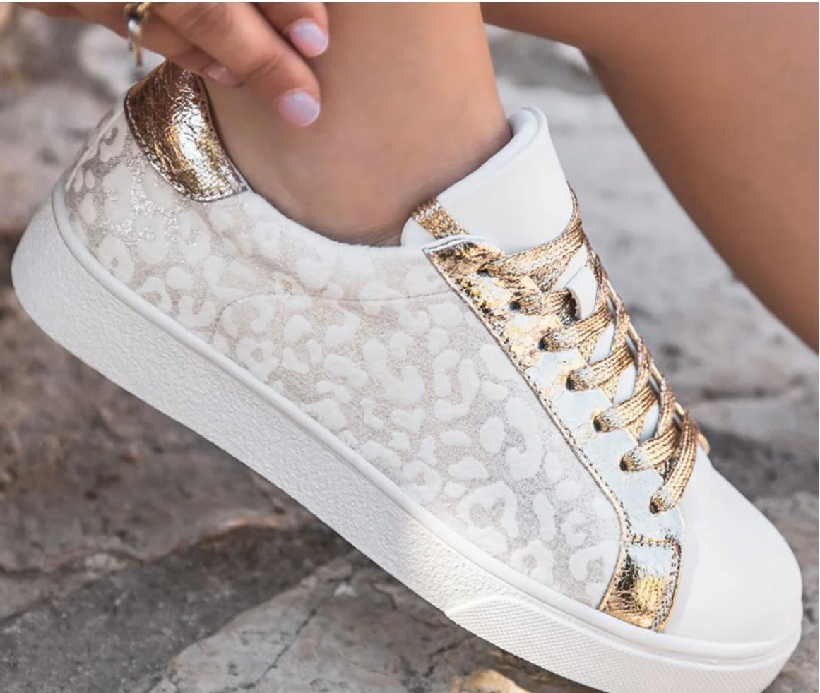 White Leopard Sneakers