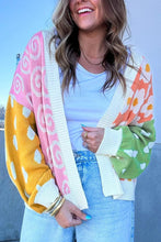 Load image into Gallery viewer, Flower &amp; Dotted Print Colorblock Cardigan
