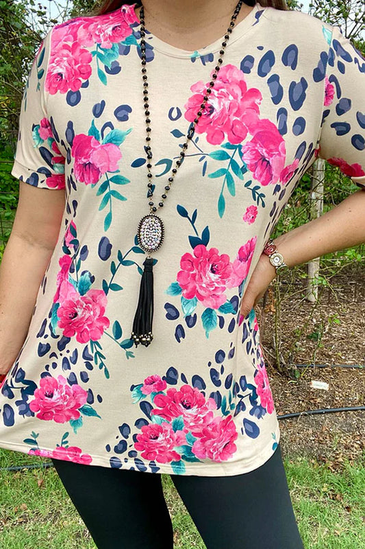 Pink Floral Printed Top Lady charmonline
