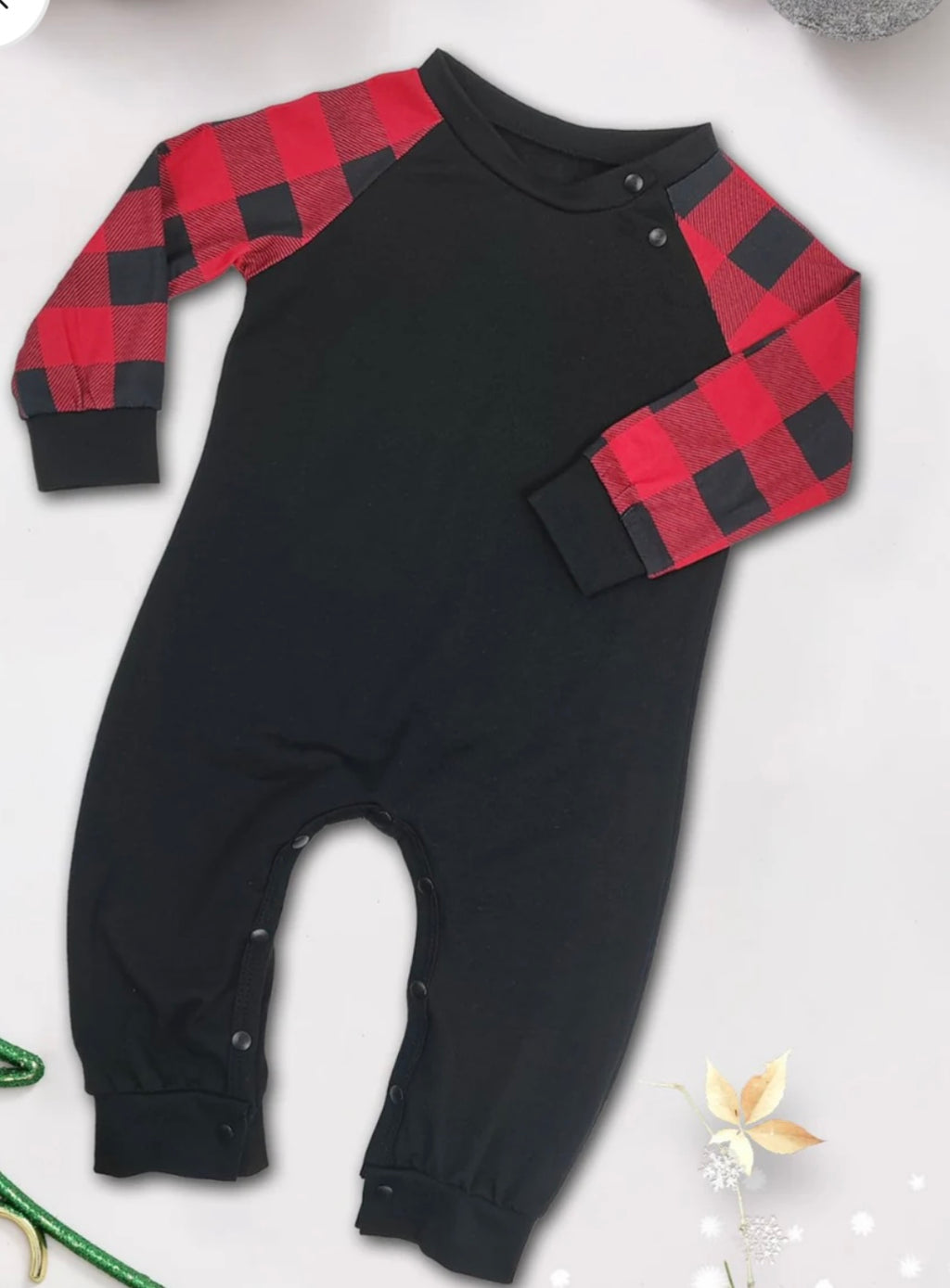 Raglan Sleeve Top and Plaid Pants Set
