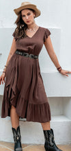 Load image into Gallery viewer, Plus Size Ruffled V-Neck Cap Sleeve Midi Dress
