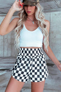 Black Checkered high waist Shorts