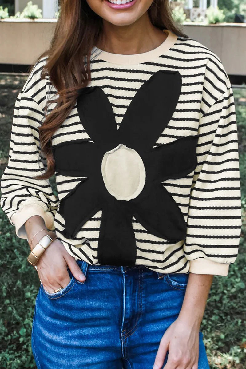 YOU MADE MY DAISY STRIPED 3/4 SLEEVE TOP **SHIPPING EXPECTED TO BEGIN ON DATE 10/25**