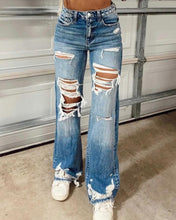 Load image into Gallery viewer, High Rise Ripped Straight Jeans
