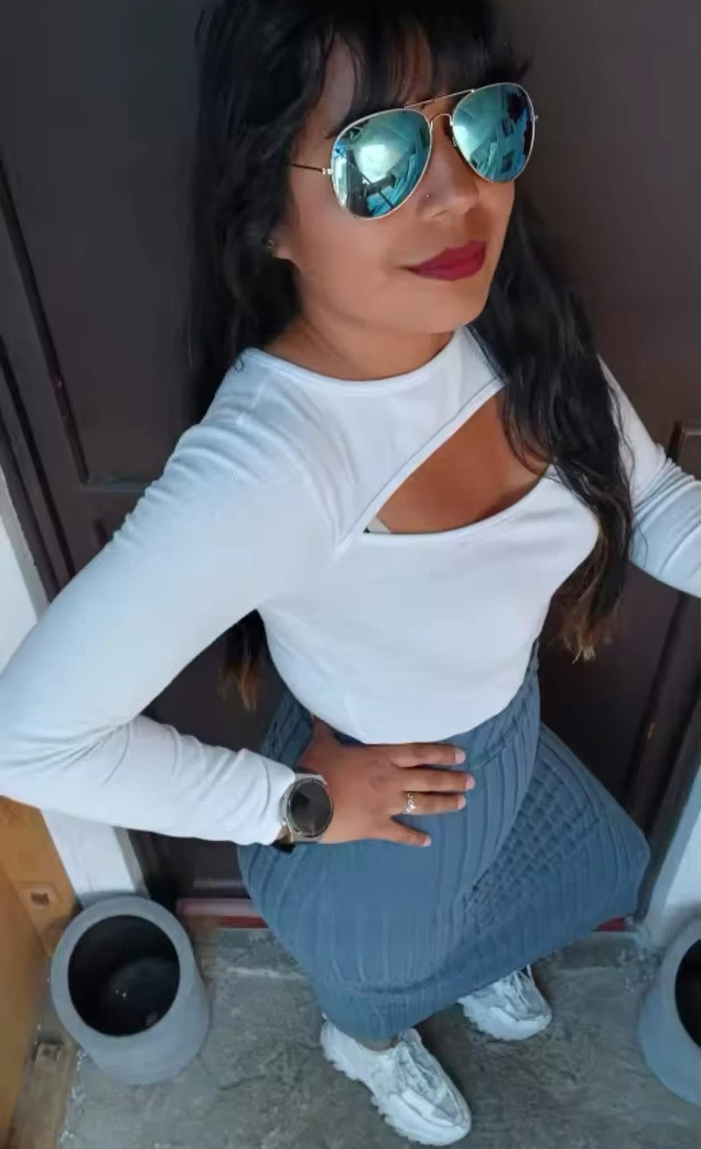 Ribbed peek a boo top