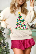 Load image into Gallery viewer, Beige Pom-Pom Christmas Tree Sweatshirt
