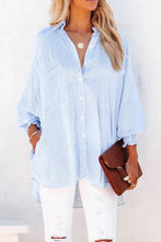 Load image into Gallery viewer, ALL THE BEST SKY BLUE SMOCKED CUFF BUTTON SHIRT
