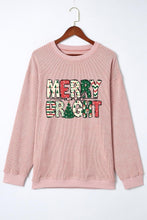 Load image into Gallery viewer, Pink MERRY and BRIGHT Christmas Ribbed sweatshirt
