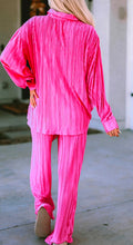 Load image into Gallery viewer, Pleated Button Up Shirt and Wide-Leg Pants Set
