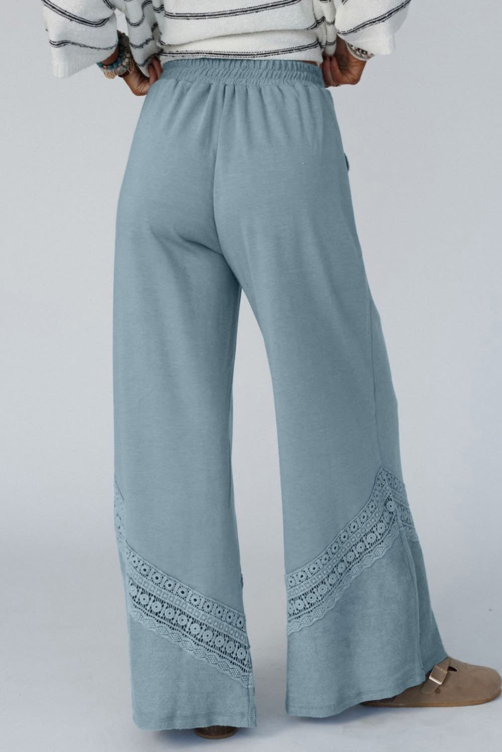 Dusk Blue Lace Crochet High waist 
Wide leg pants
