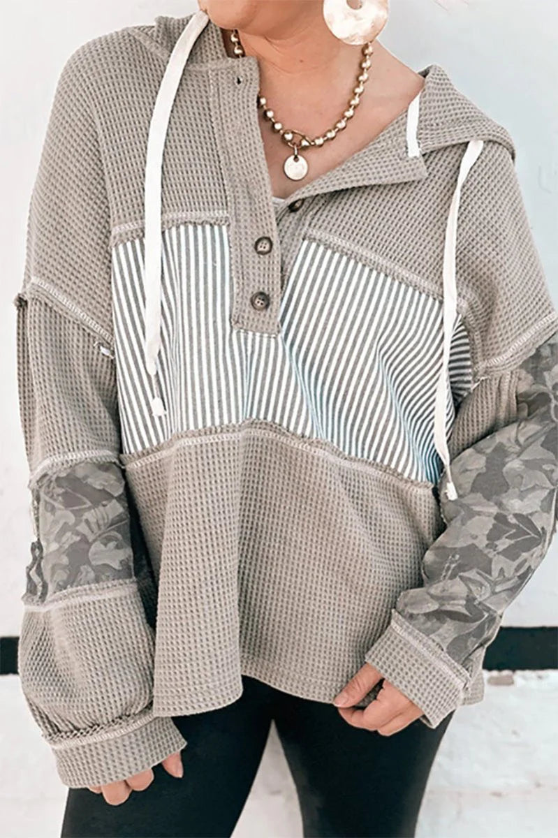 GRAY LONG SLEEVE HOODED TOP **SHIPPING EXPECTED TO BEGIN ON DATE 8/6**