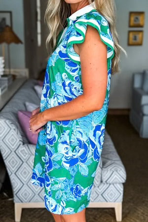 COMING UP ROSES BRIGHT GREEN MINI DRESS **SHIPPING EXPECTED TO BEGIN ON DATE 5/12**