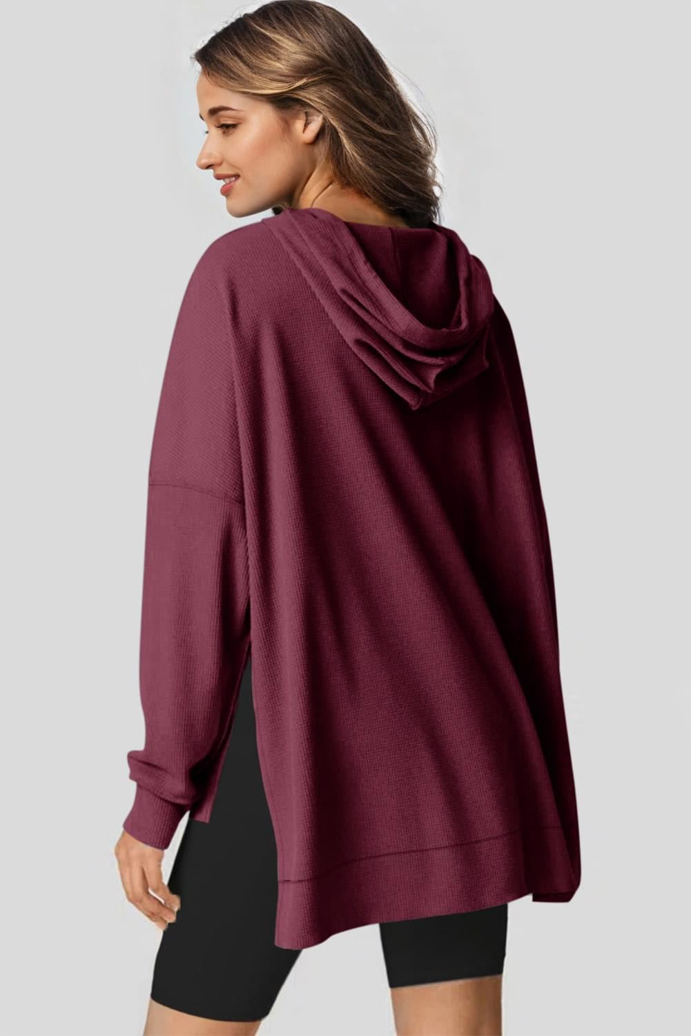 Waffle Knit Fleece Lined 
oversized Hoodie