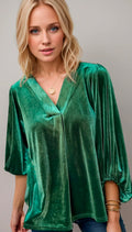 V-Neck Three-Quarter Sleeve Blouse