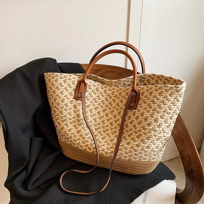 Contrast Woven Tote Shoulder Bag Koc Wholesale