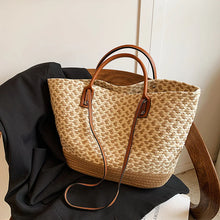 Load image into Gallery viewer, Contrast Woven Tote Shoulder Bag
