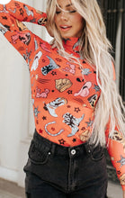 Load image into Gallery viewer, Printed Mock Neck Long Sleeve Bodysuit
