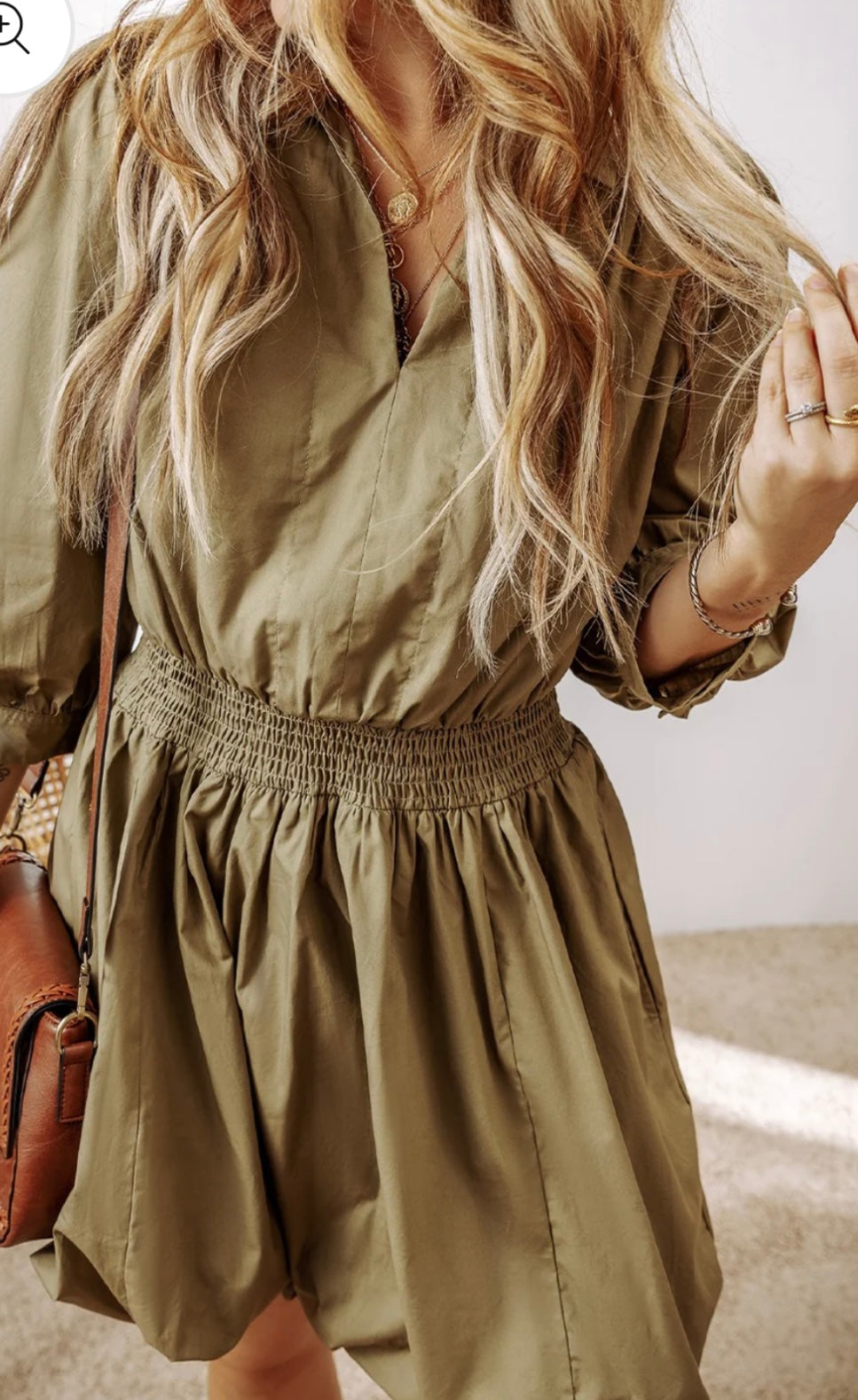 Johnny Collar Three-Quarter Sleeve Dress