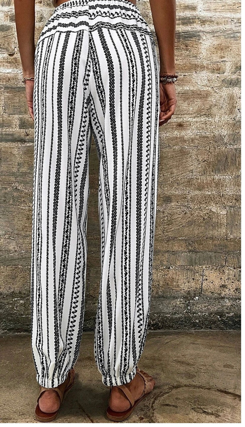 Boho Striped Print Casual Pant