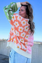 Load image into Gallery viewer, Flower &amp; Dotted Print Colorblock Cardigan
