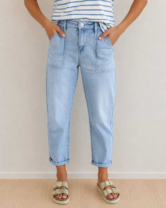 Calla High Rise Relaxed Patch Pocket Jeans