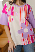 Colorblock Flower Patch Top