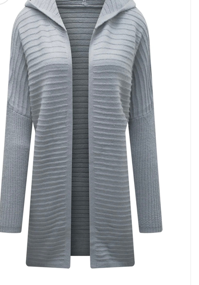 Open Front Longline Hooded Cardigan