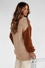 Load image into Gallery viewer, Khaki Mix Textured Colorblock Sweater
